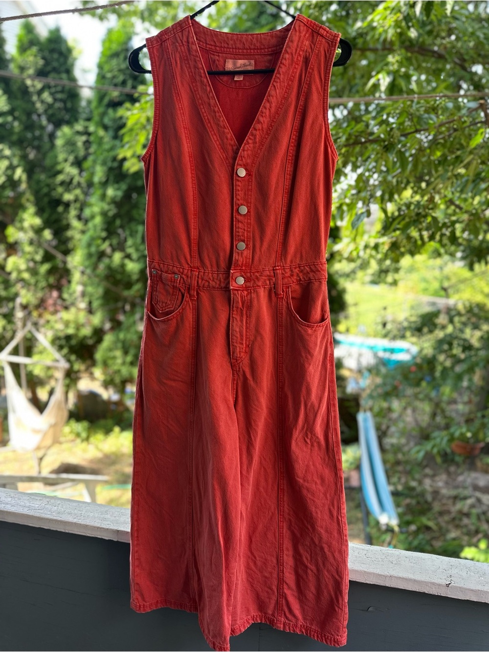 Goodfellow & Co Sleeveless Button-Front Jumpsuit in Red